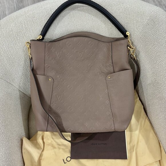 Authentic Louis Vuitton NEW bagatelle empreine brown discontinued with strap - Picture 1 of 12